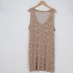 Alfani Intimates Womens XXL Tan Brown Animal Print Sleeveless Lounge Dress